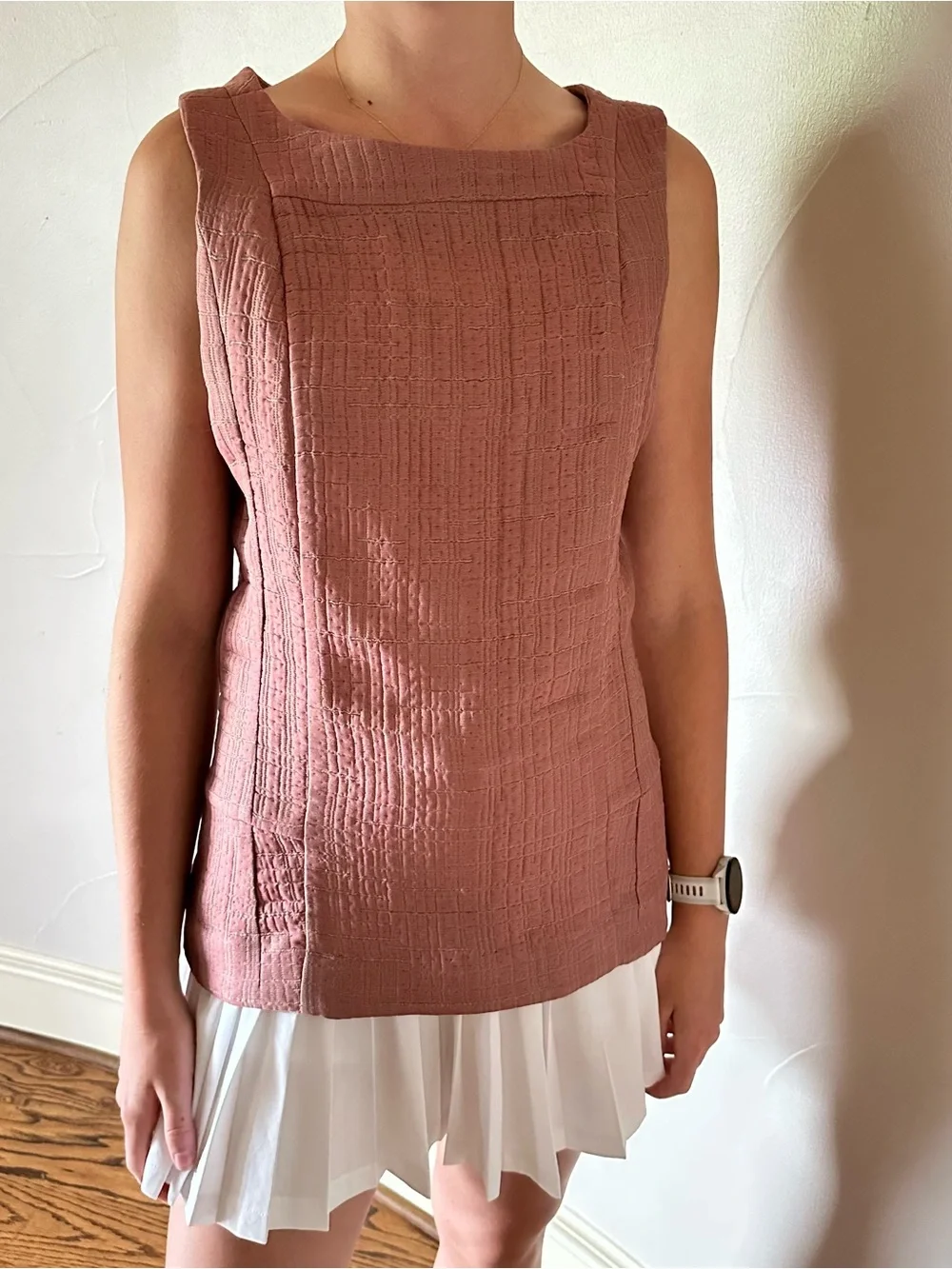 MARNI Dusty Rose Sleeveless Textured Women's Top with Back Zipper🌸